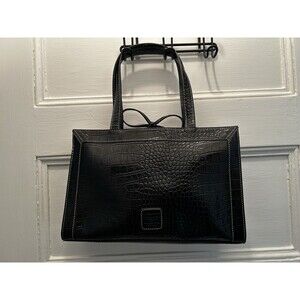 Liz Claiborne Purse Black Faux Croc Leather Bow Tassel w Bonus Cell Phone Holder